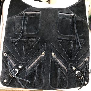 RARE Balenciaga suede hobo messenger black
